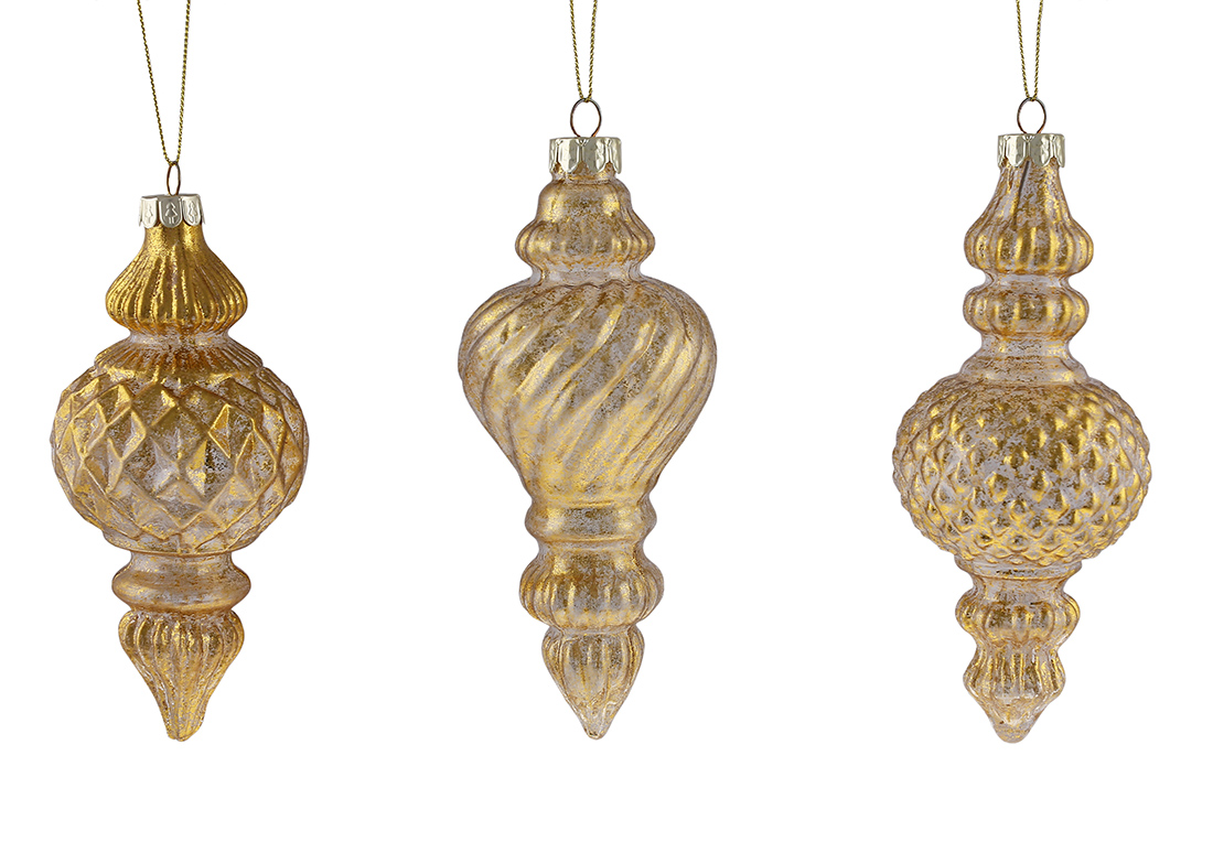 Ялинкова фігурна прикраса 15см, 3 дизайни, колір - яскраве золото
