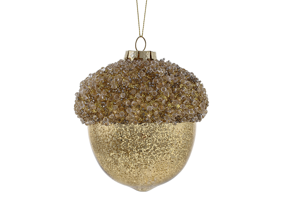 Ялинкова прикраса Жолуд 12см, колір - золото