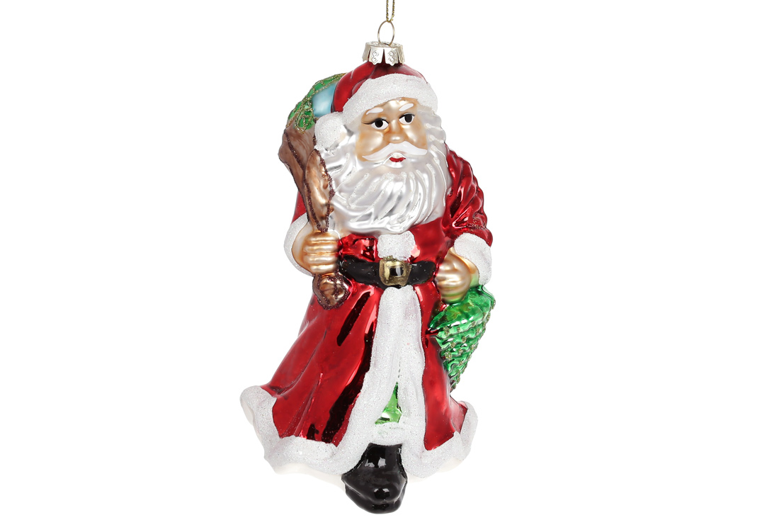 Ялинкова фігурна прикраса зі скла Санта 17см