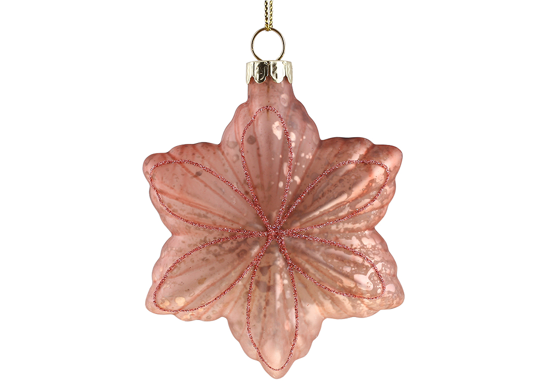 Ялинкова прикраса рельєфної форми 12,5см, колір - вечірня троянда