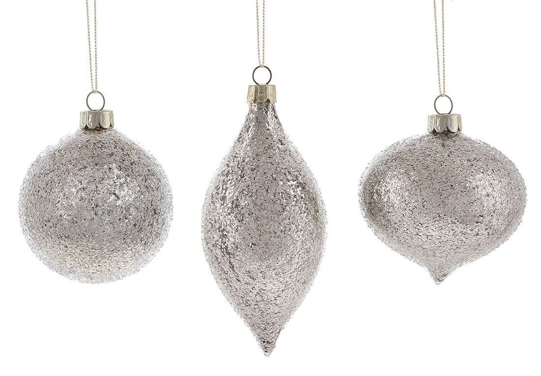 Ялинкова прикраса куля, олива, цибуля в асортименті, 3 види, колір - світле золото