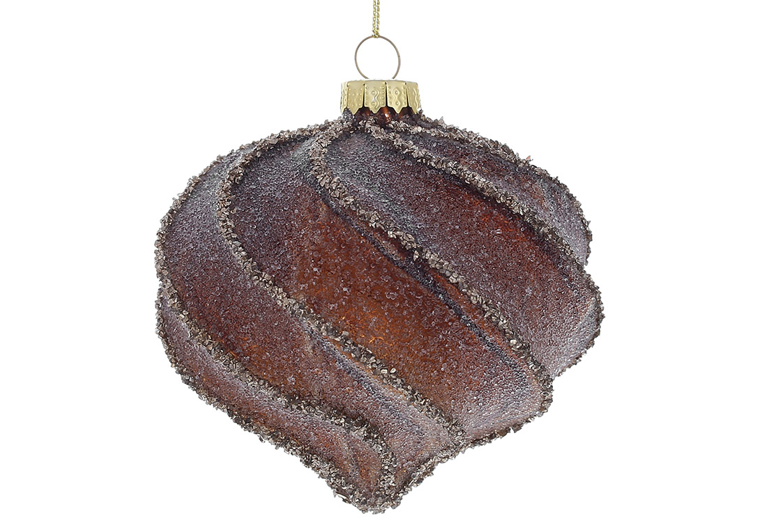 Ялинкова прикраса кручений форми Цибуля 12см з цукровим покриттям 10см, колір - мокко