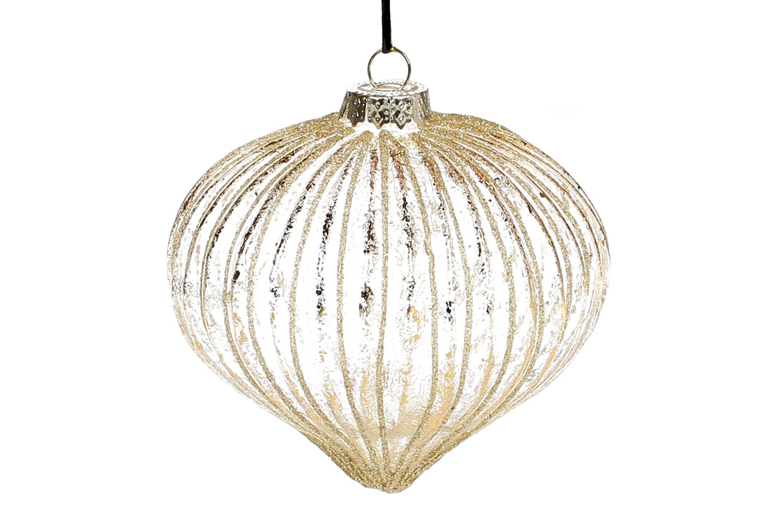 Ялинкова прикраса з прозорого скла, 10см, колір - золото