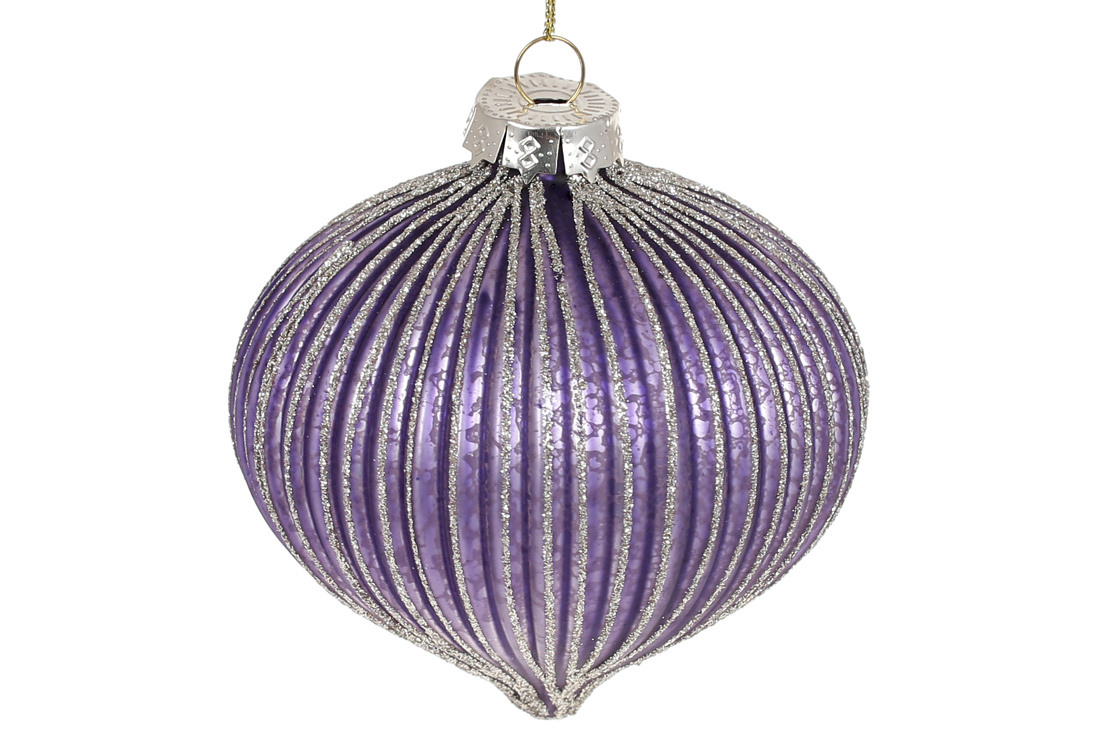 Ялинкова прикраса 10см матовий з гліттером, колір - темно-ліловий