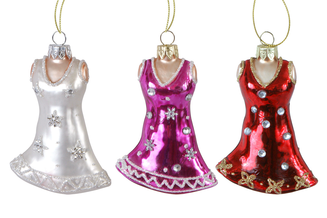 Набір (2шт) ялинкових прикрас Плаття 10см, 3 дизайни