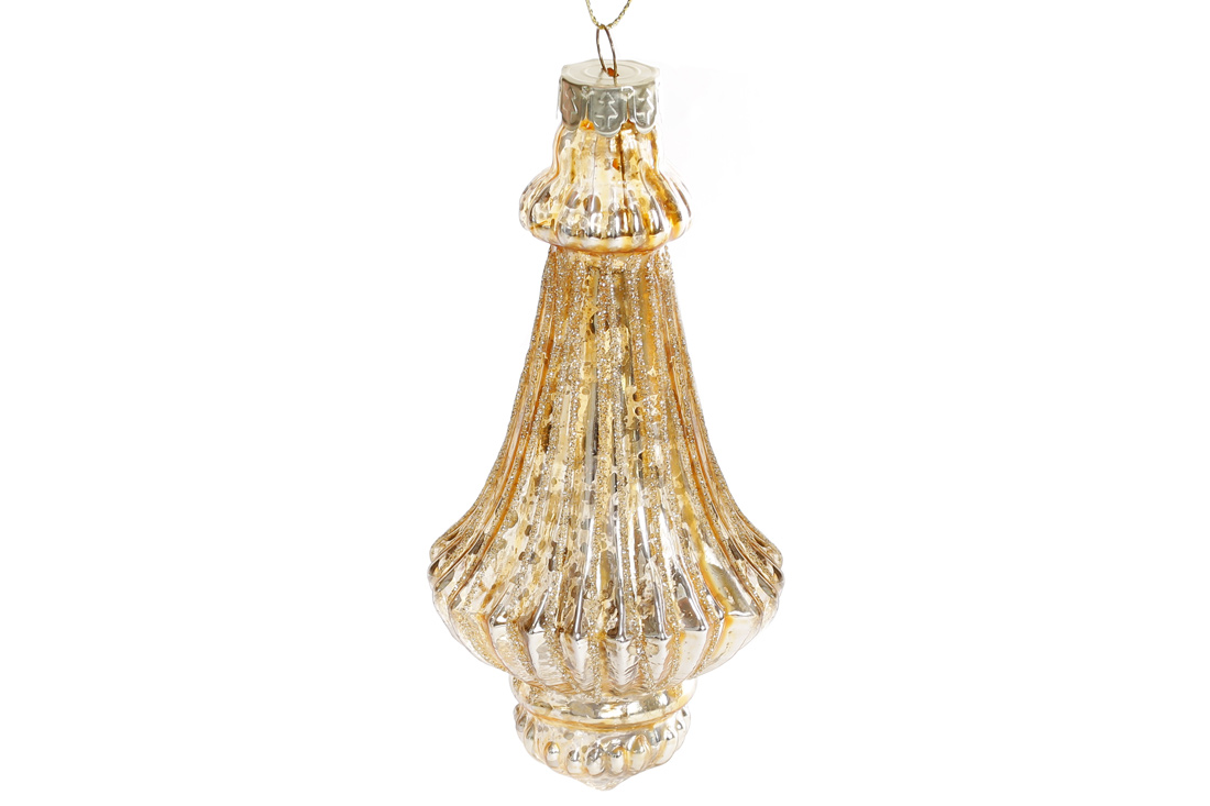 Ялинкова прикраса з гліттером 14.3см, колір - золото антик