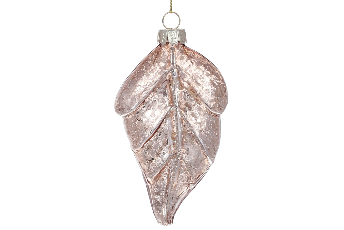 Ялинкова прикраса Лист 11.3см, колір - карамель антик
