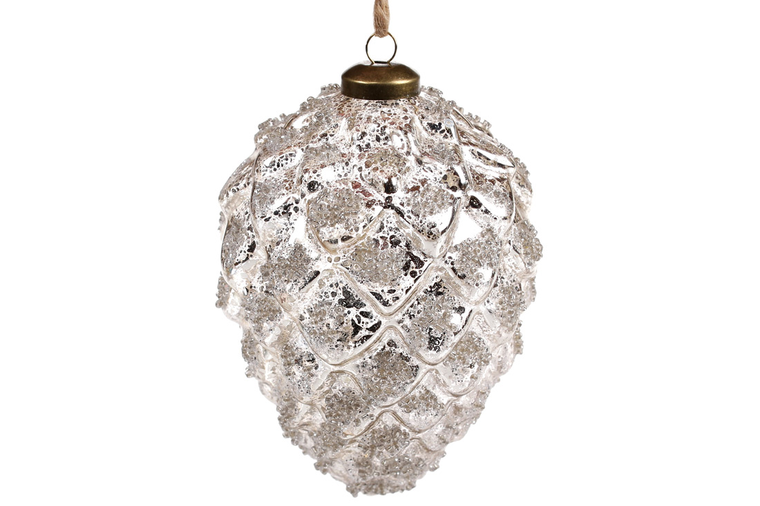 Ялинкова прикраса Шишка, 13,5см, колір - срібло антик