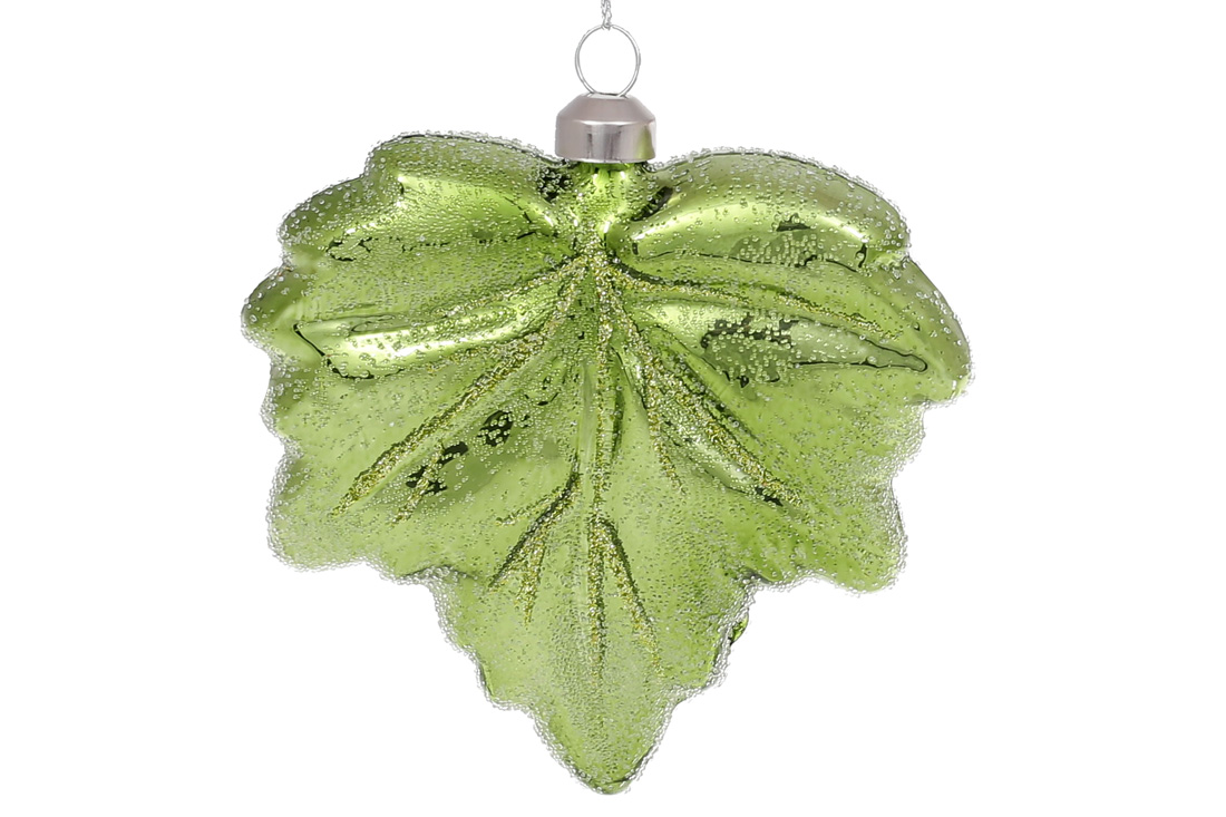 Ялинкова прикраса Лист, 10см, колір - зелений