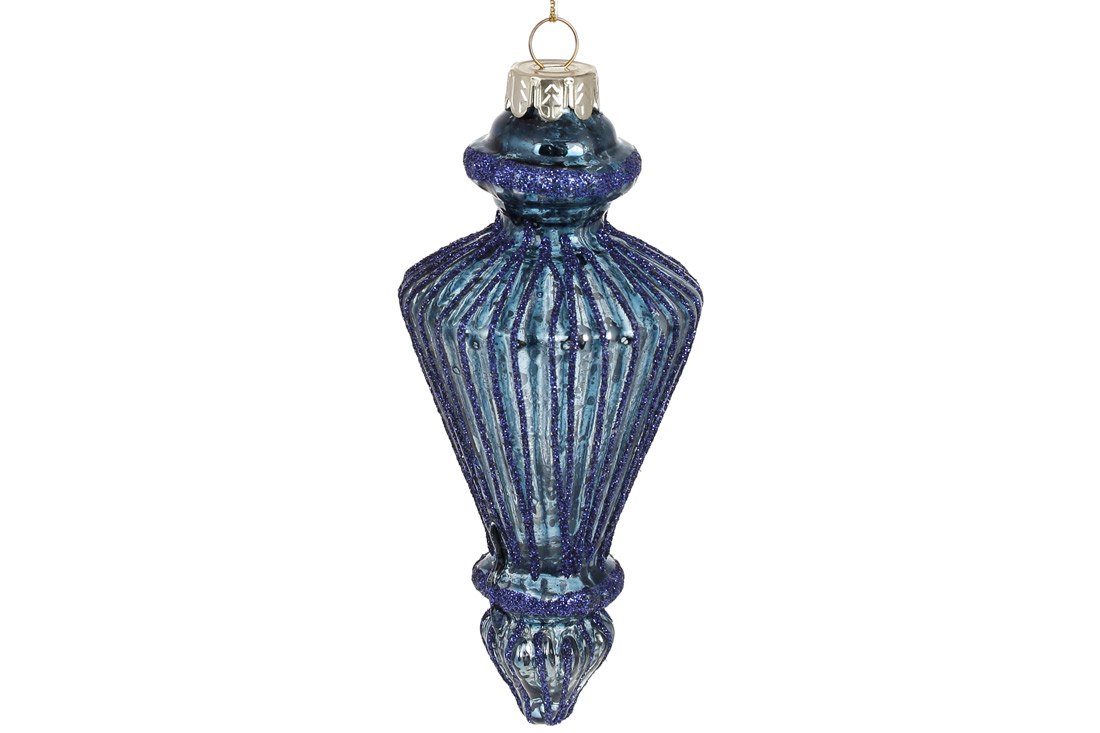 Ялинкова прикраса рельєфної форми 14см, колір - синій антик