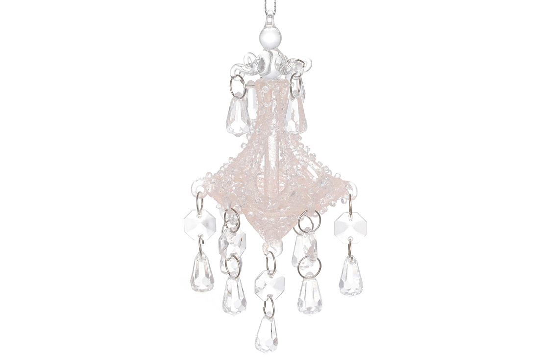 Ялинкова прикраса Люстра, 14см, колір - крижаний рожевий