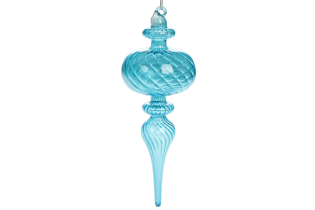 Ялинкова фігурна прикраса, прозорне скло, 22см, колір - блакитна лазур
