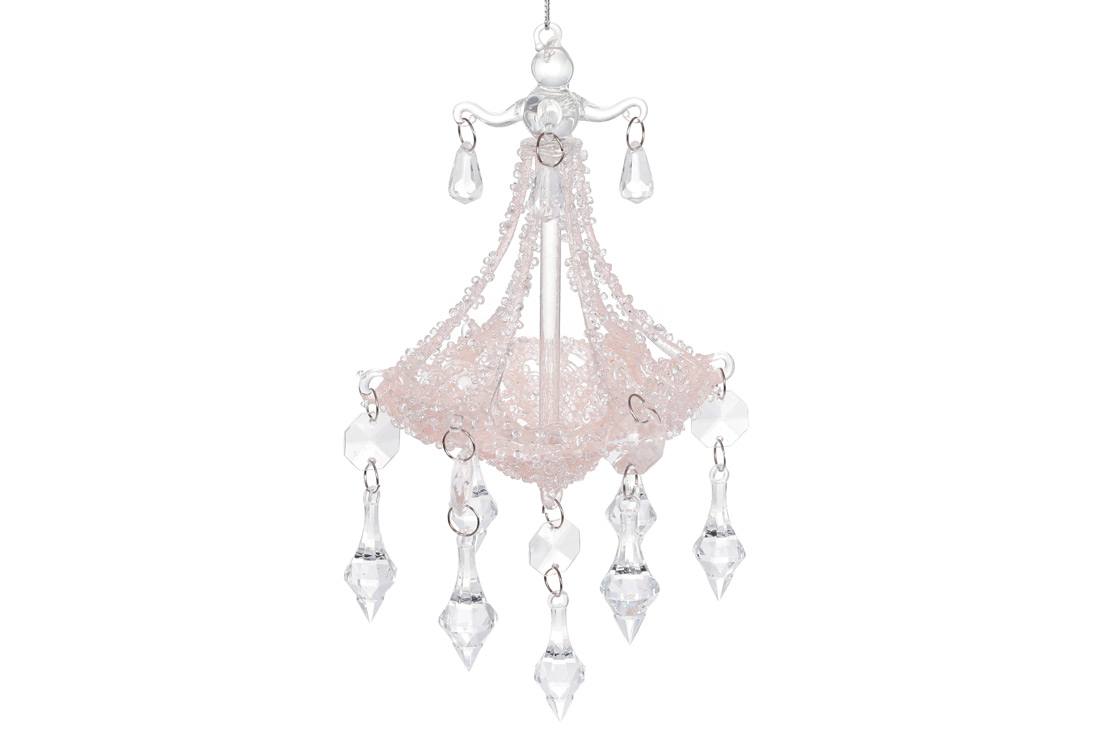 Ялинкова прикраса Люстра 24см, колір - ніжно-рожевий