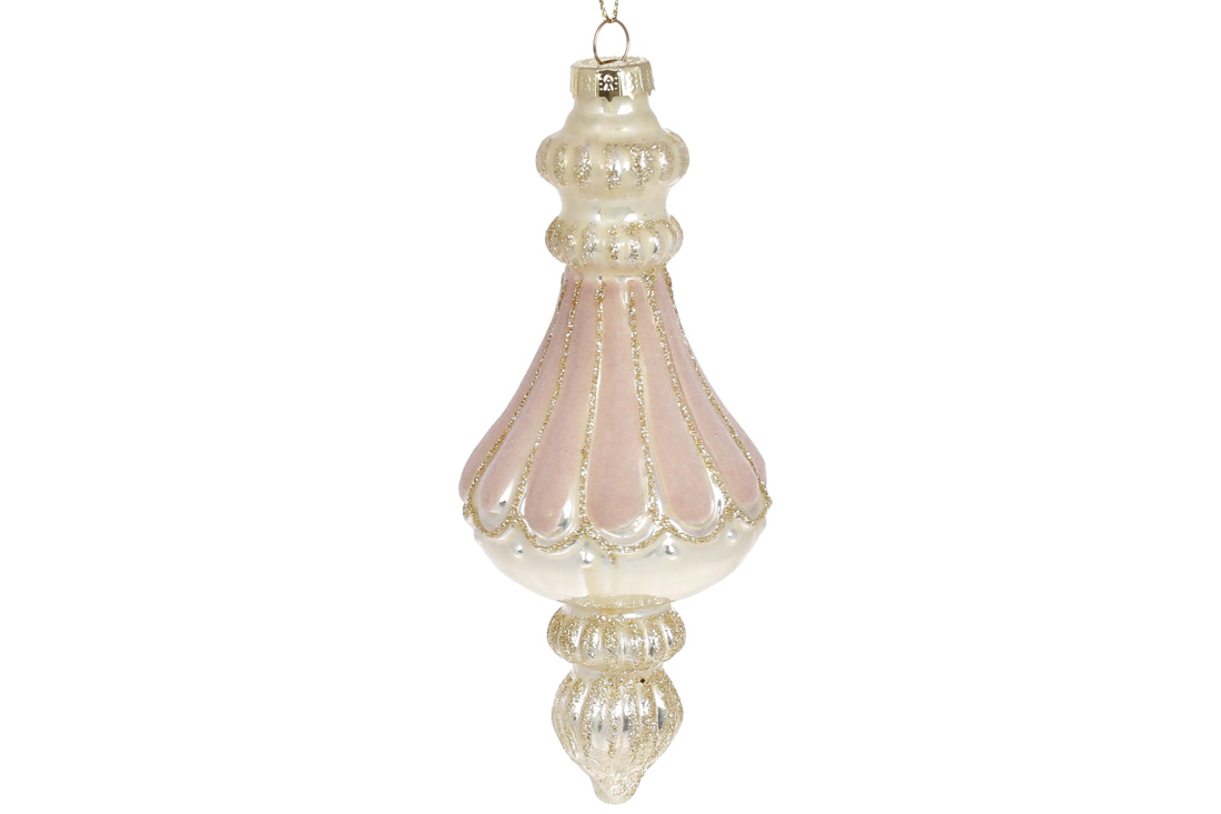 Ялинкова фігурна прикраса з покриттям з оксамиту 15см, колір - золотистий беж