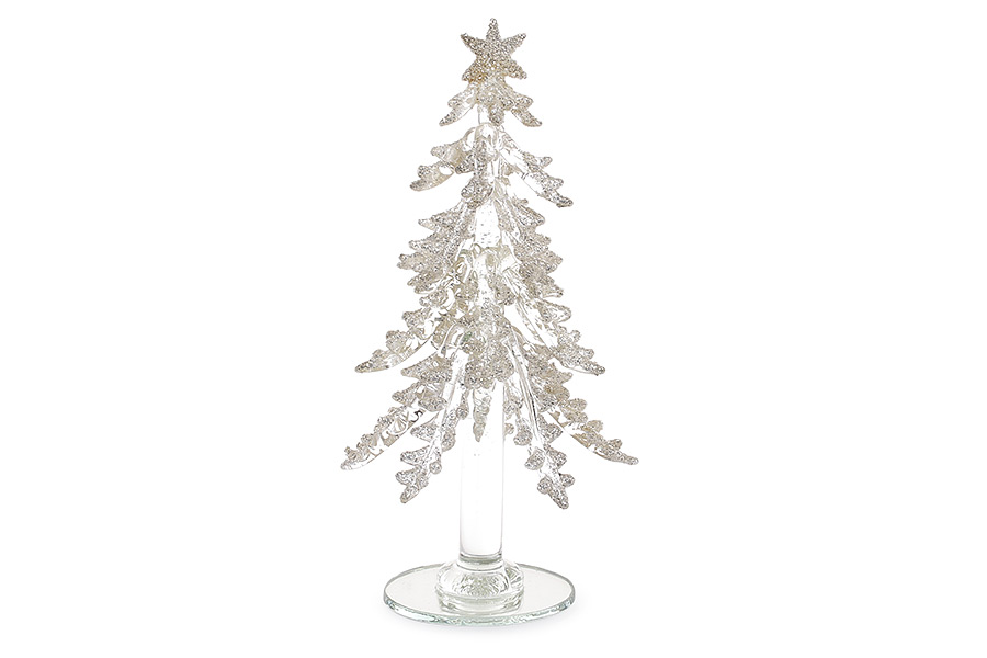 Декоративна скляна ялинка 18см шампань