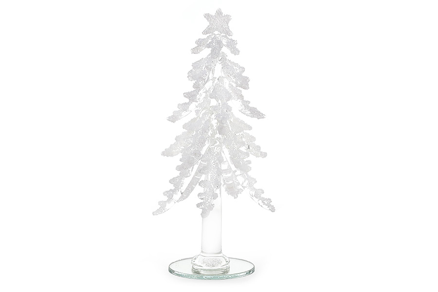 Декоративна скляна ялинка 18см біла