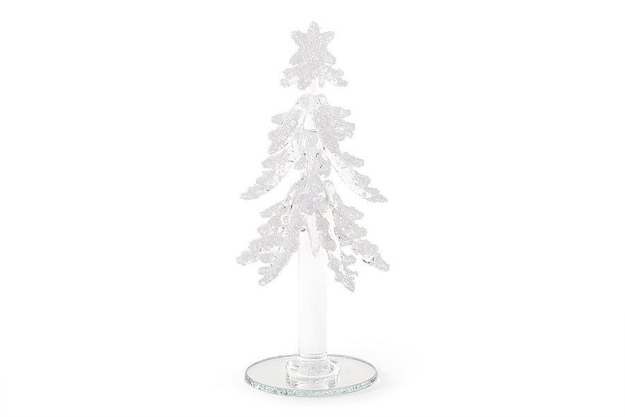 Декоративна скляна ялинка 16см, колір - білий