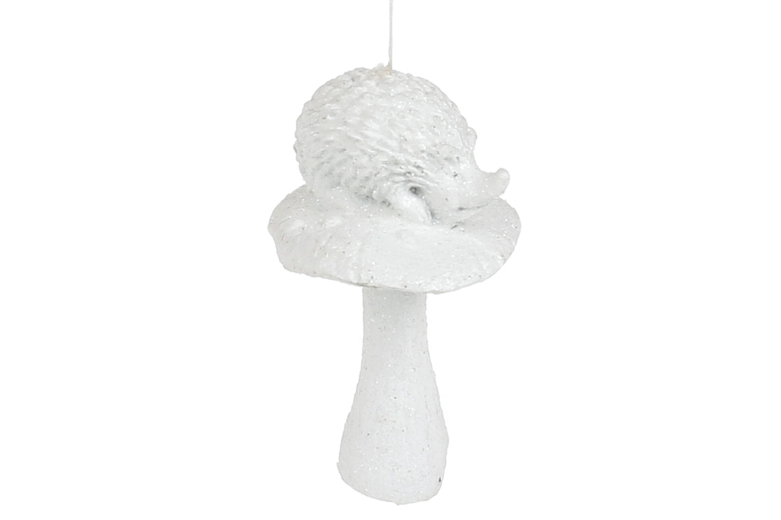 Ялинкова прикраса Білочка з грибом, 7см, колір - білий