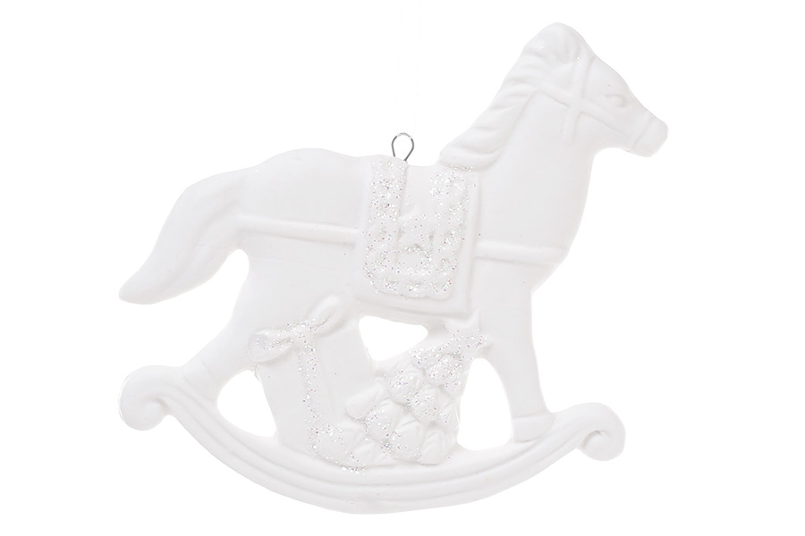 Ялинкова прикраса Конячка 9.5см, колір - матовий білий
