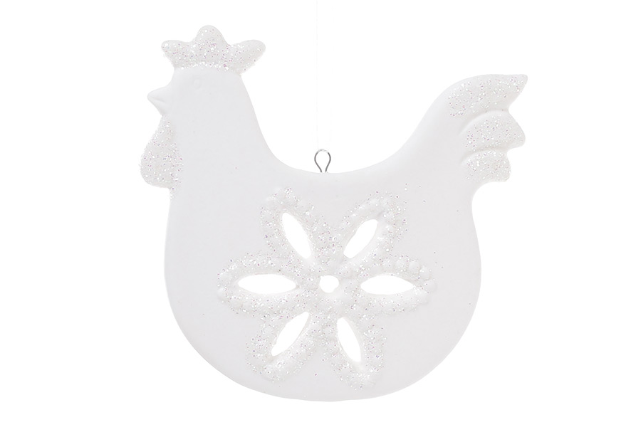 Ялинкова прикраса Півник 9см, колір - матовий білий