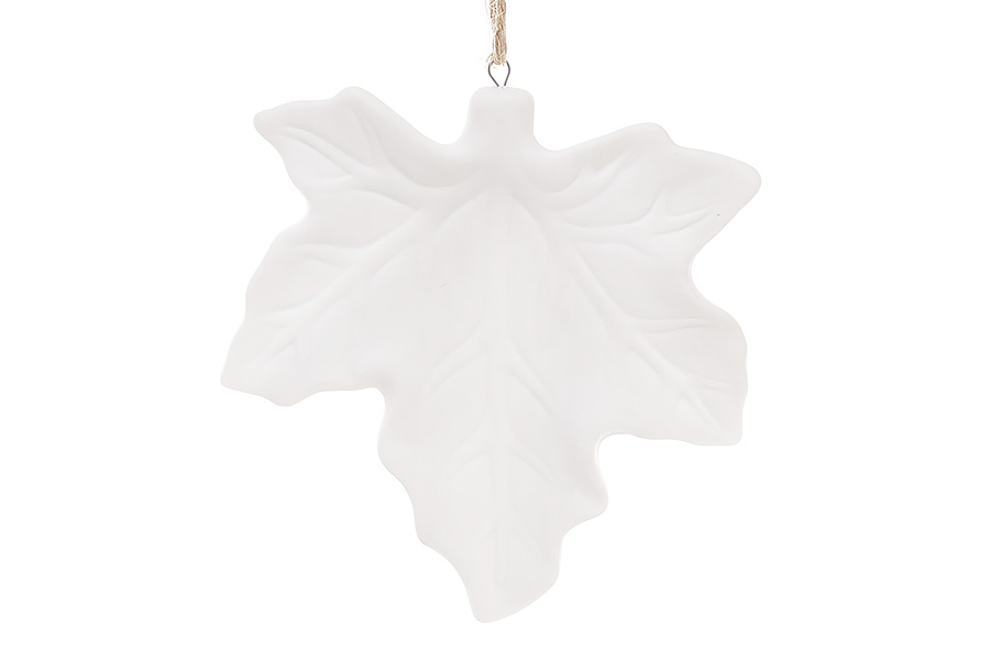 Підвісний декор Листя 10.4см, колір - матовий білий