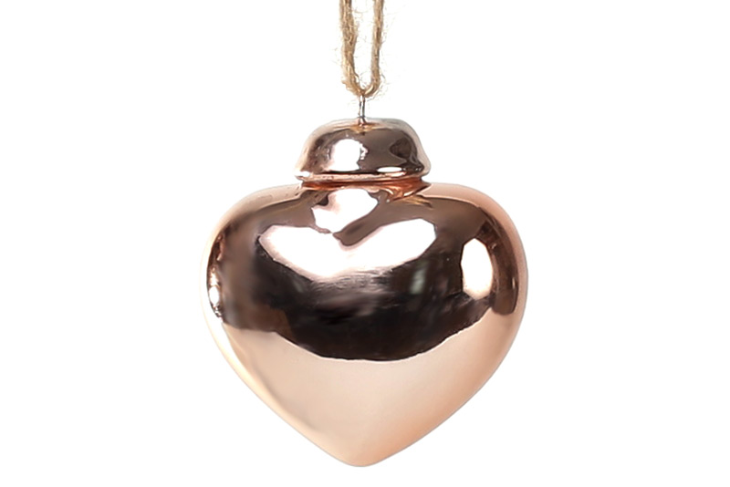 Декор на ялинку Серце 6.5см, колір - мідь