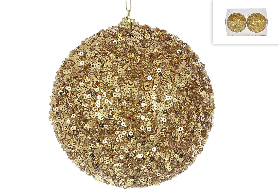 Набір (2шт) ялинкових куль 12см, колір - золото