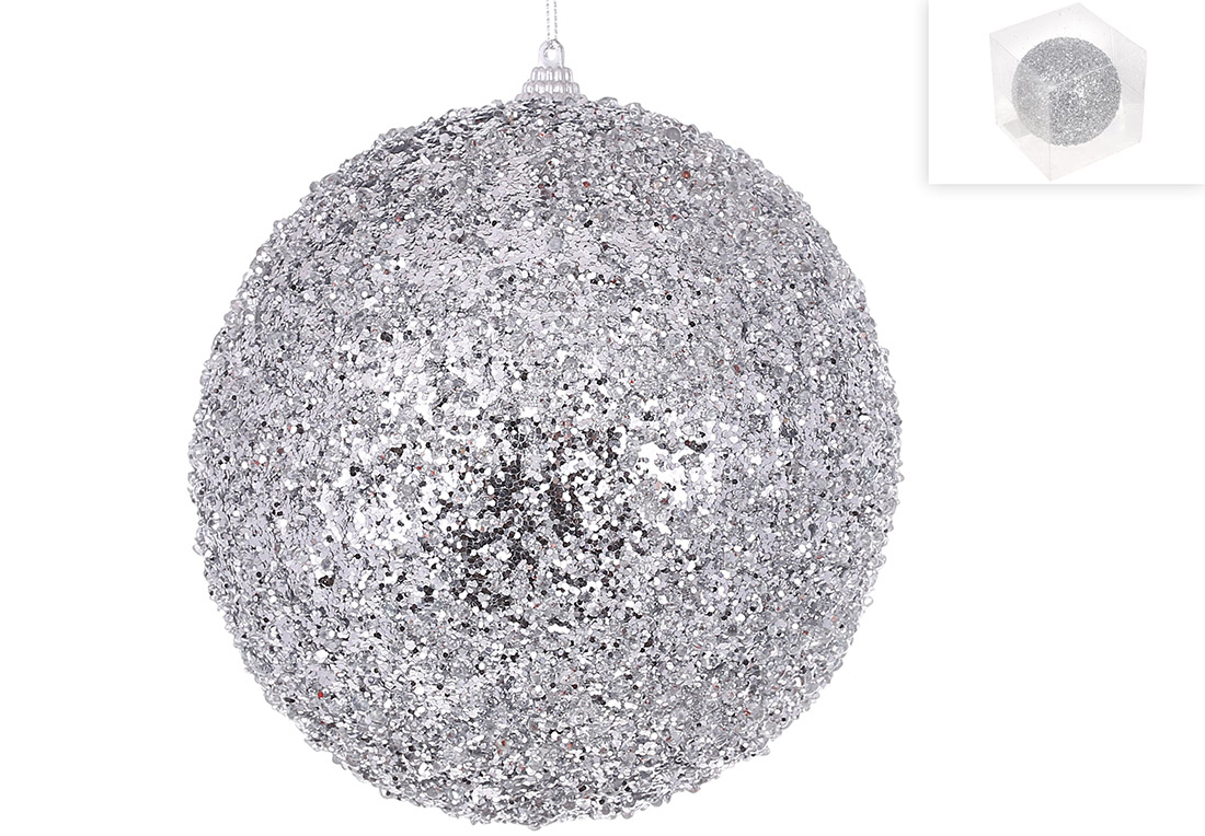 Ялинкова куля 15см, колір - срібло