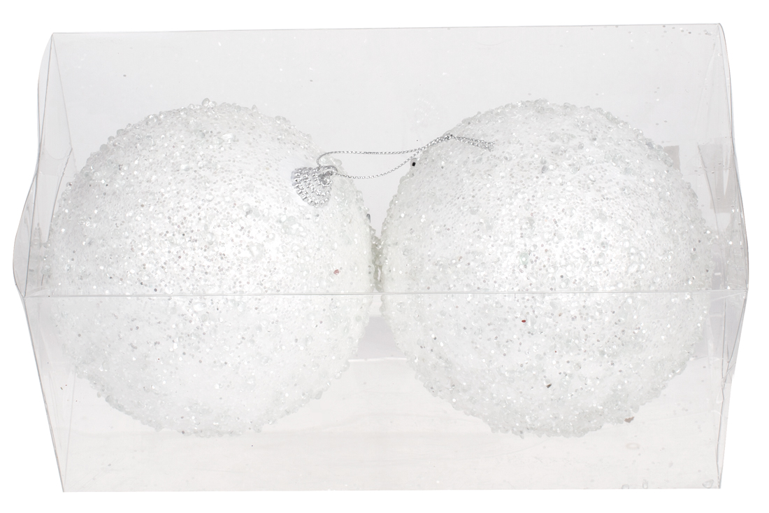 Набір (2шт) ялинкових куль 12см, колір - білий