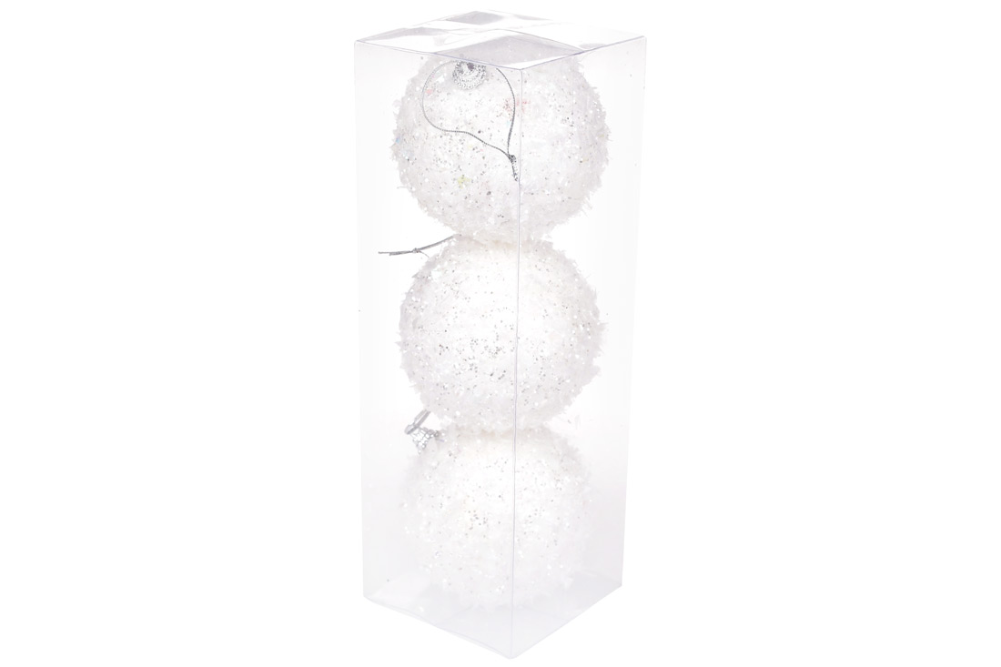 Набір (3шт) ялинкових куль 8см, колір - білий