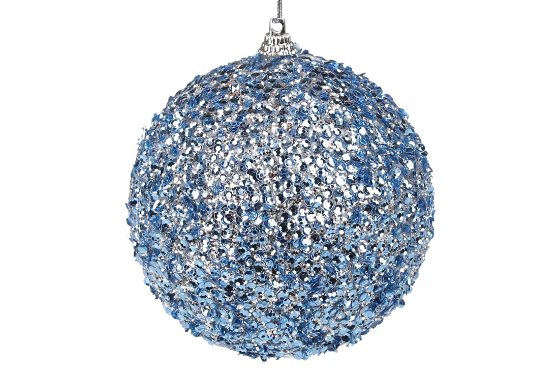 Ялинкова куля 10см, колір - синій металік