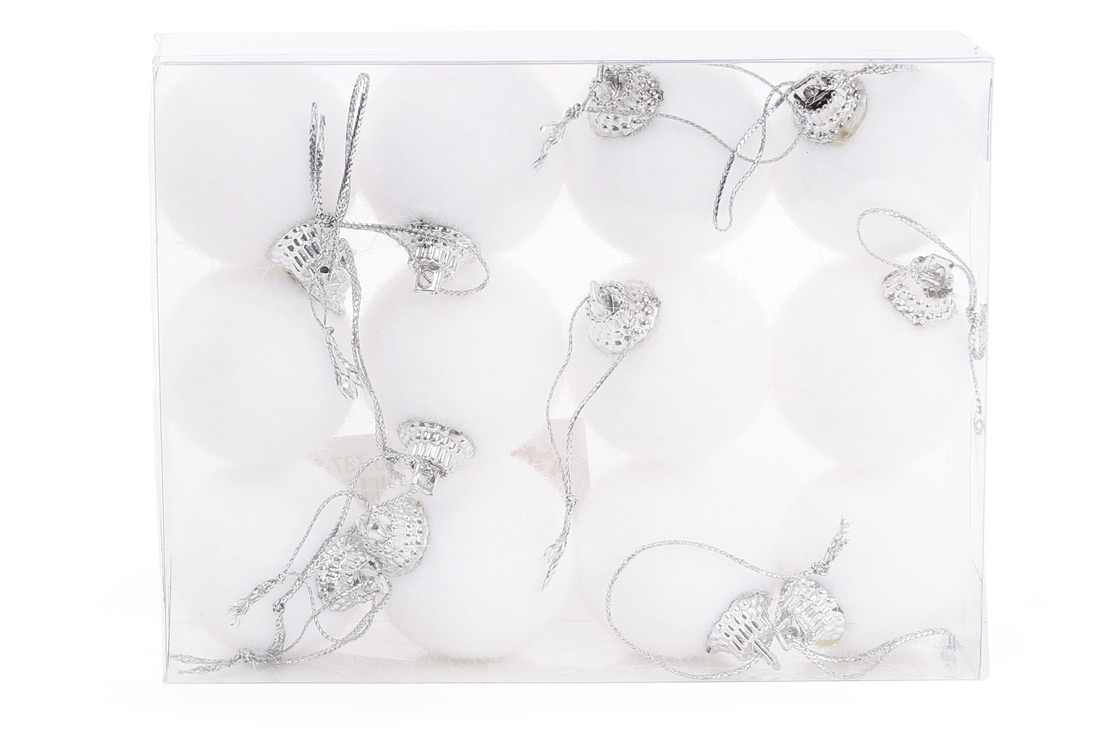 Набір (12шт) ялинкових куль 4см, колір - білий сніг