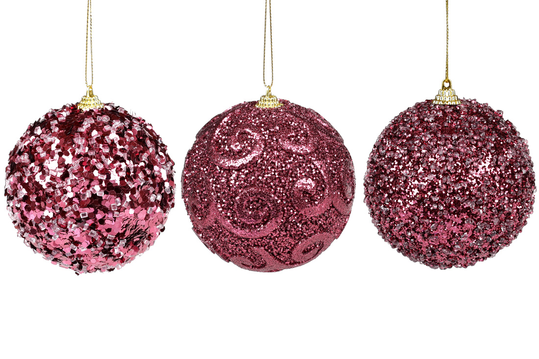 Ялинкова куля 10см, 3 дизайни, колір - винний