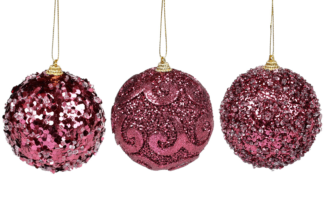 Ялинкова куля 8см, 3 дизайни, колір - винний