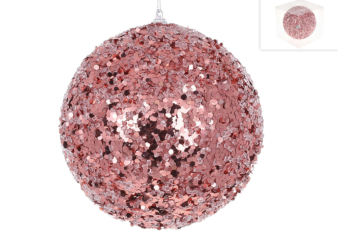 Ялинкова куля 15см, колір - теплий рожевий