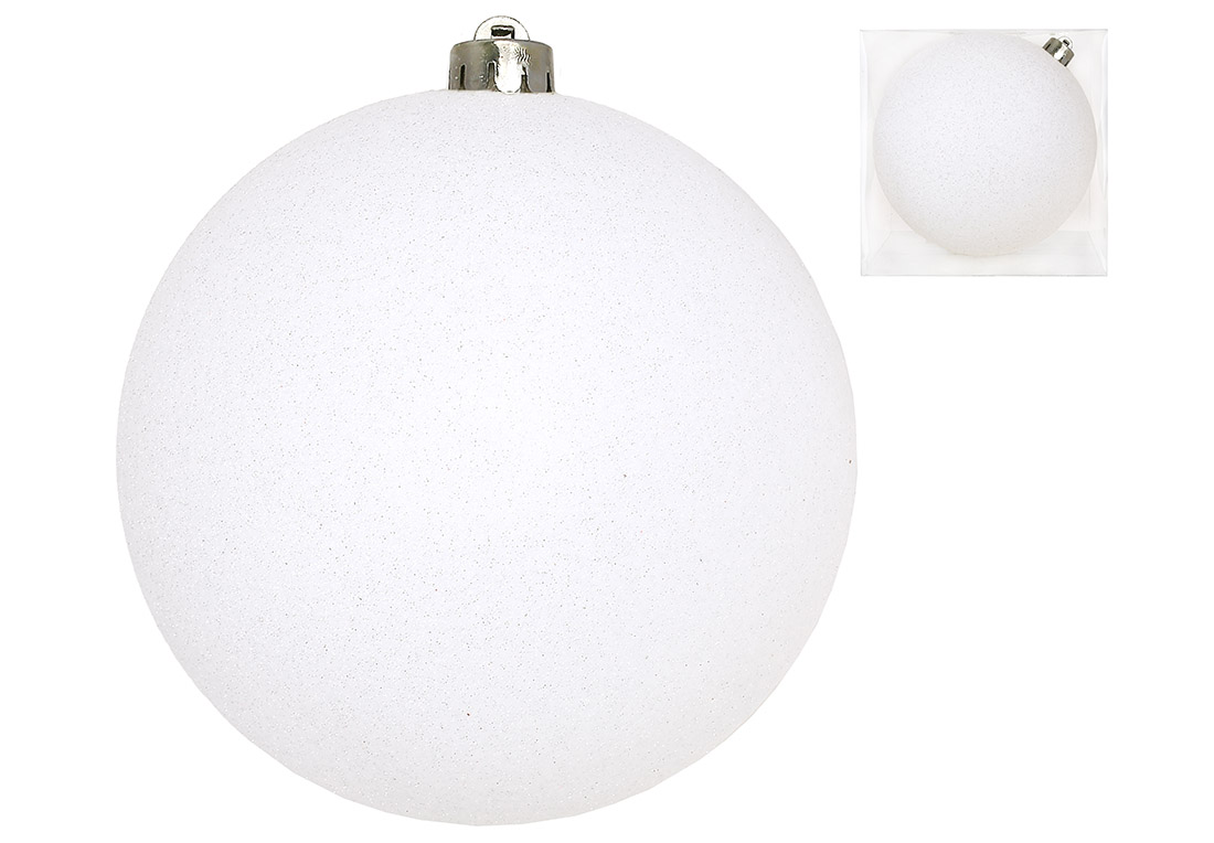 Ялинкова куля 12см, колір - білий гліттер