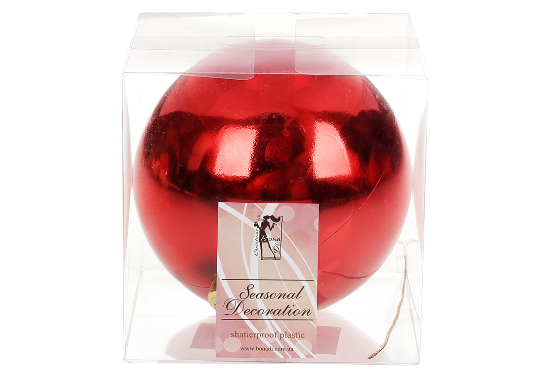 Куля декоративна, 12см, колір - червоний, глянець