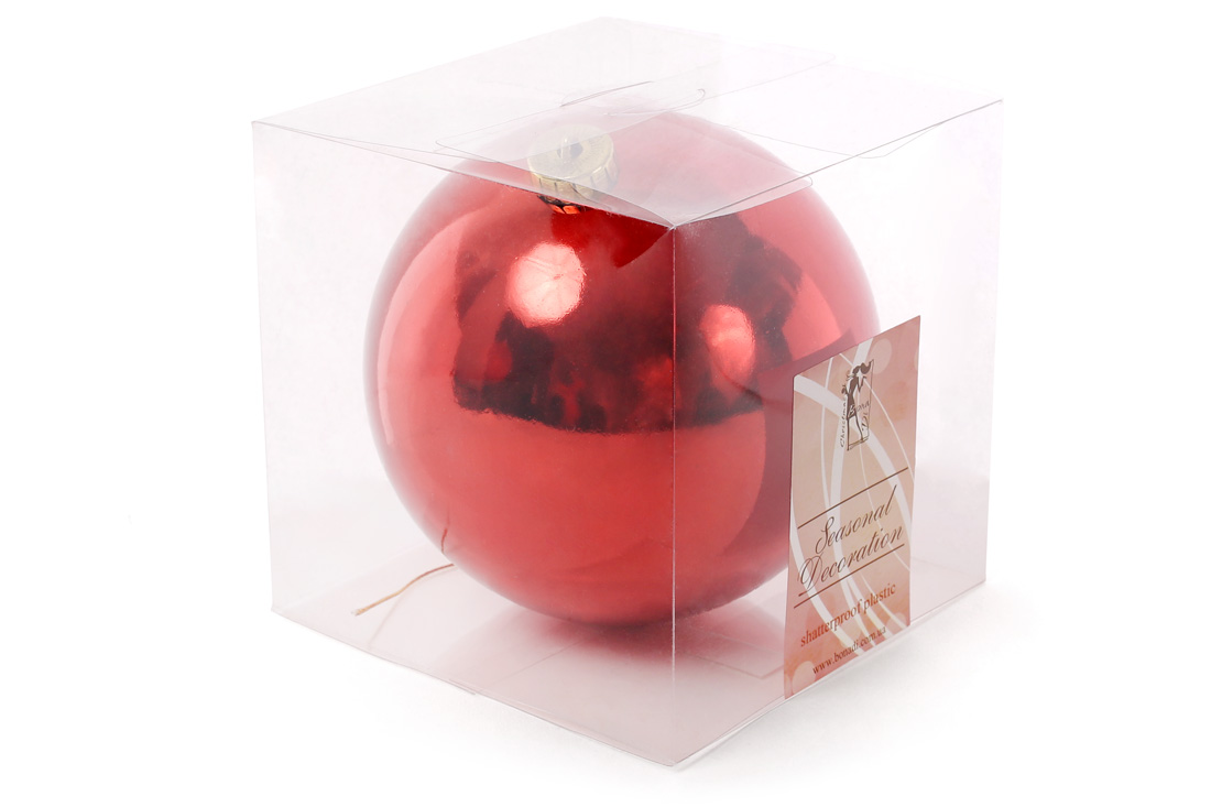 Ялинкова куля 15см, колір - червоний глянець