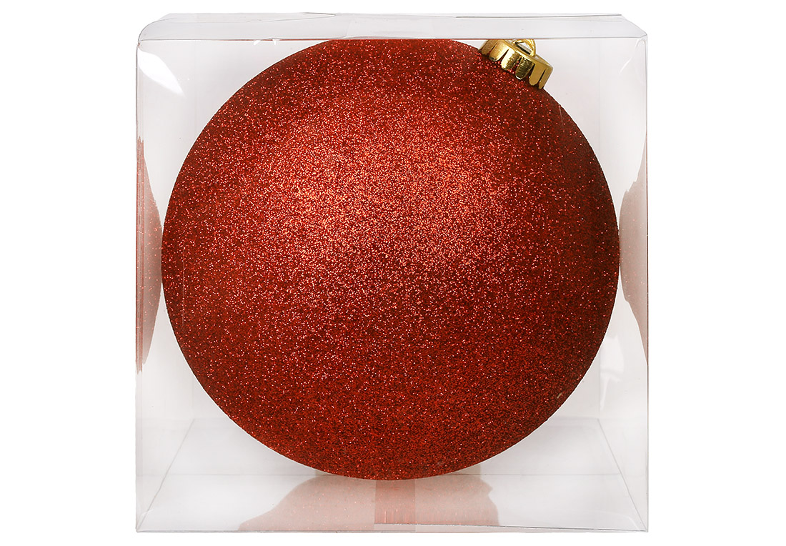 Ялинкова куля 20см, колір - червоний гліттер