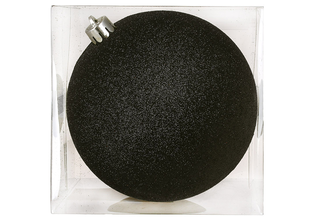 Ялинкова куля 12см, колір - чорний онікс гліттер