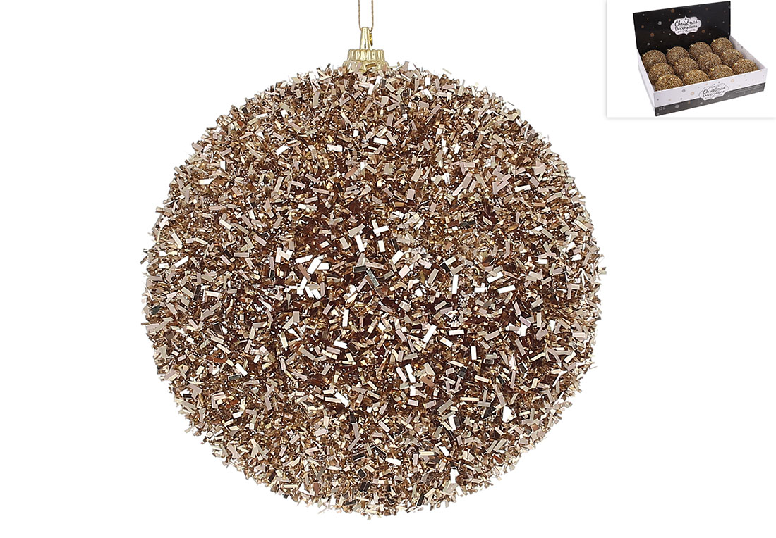 Ялинкова куля з блискучою присипкою 10см, колір - золото