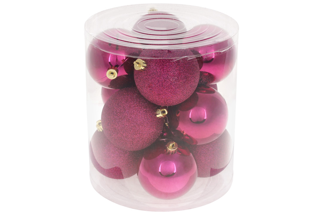 Набір ялинкових куль 8см, колір - магнолія, 12шт: глянець та матовий - по 6шт