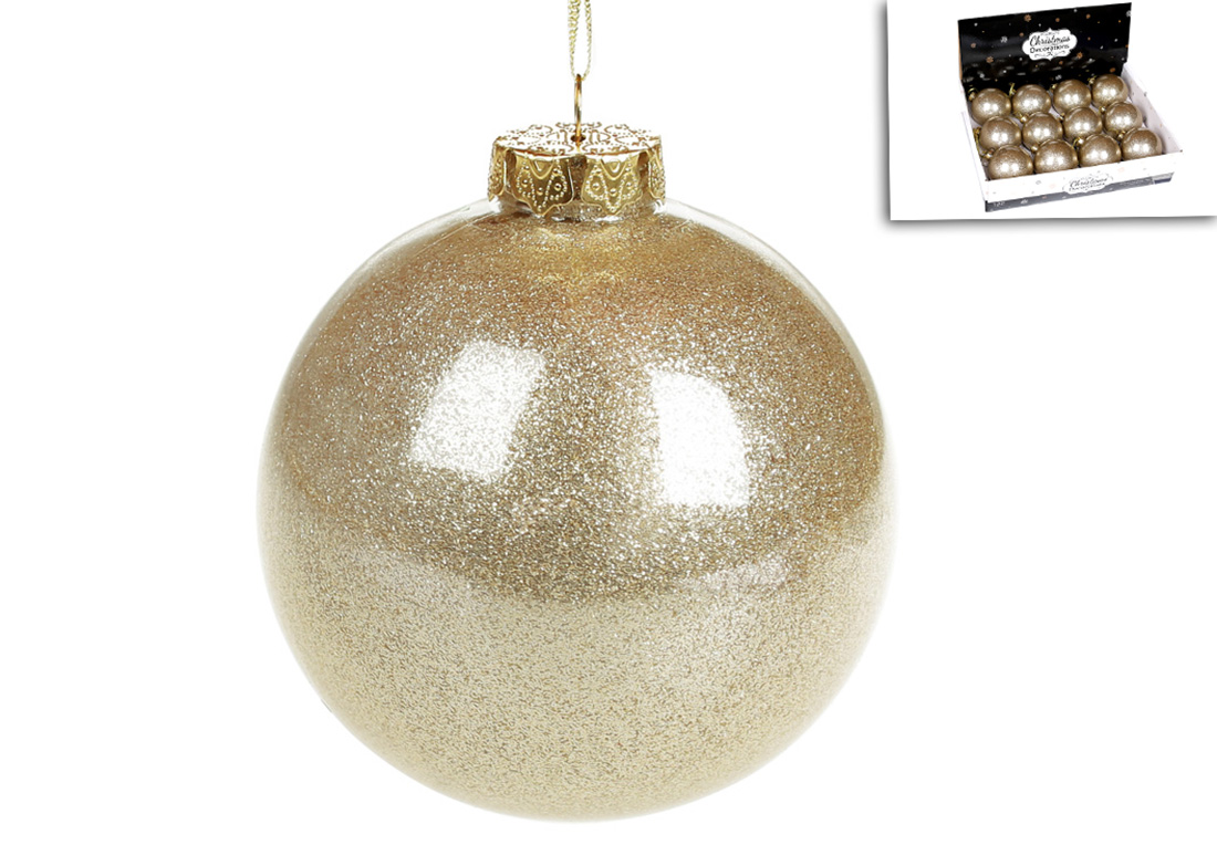 Ялинкова куля 10см, колір - шампань з глітером усередині.