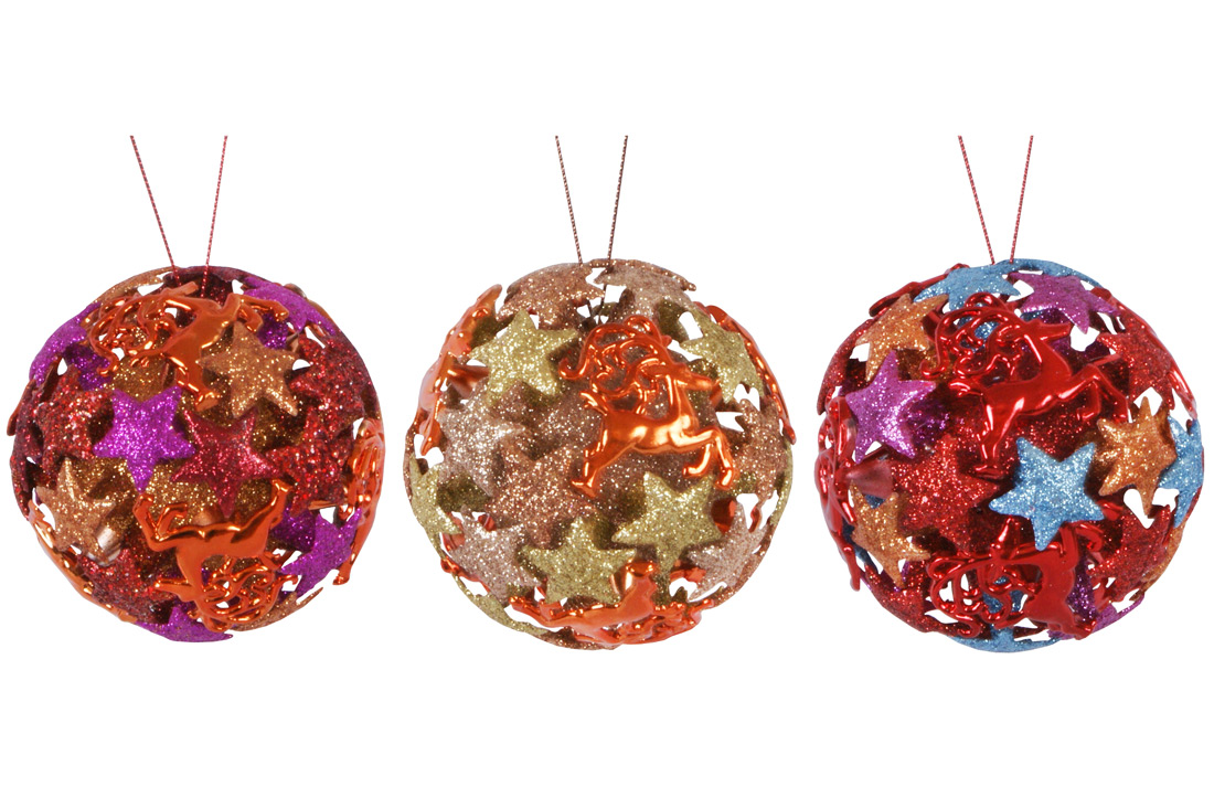 Ялинкова куля 8см, 3 дизайни