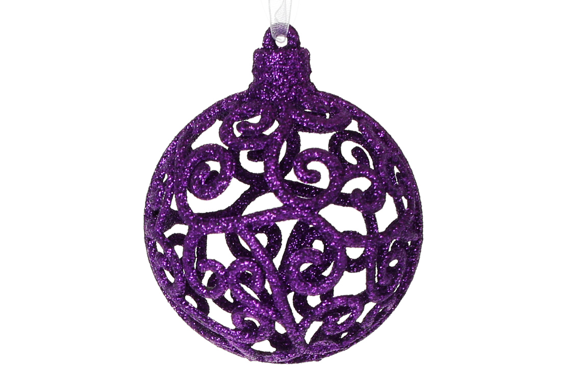 Ялинкова прикраса Ажурна куля 8см, колір - фіолет