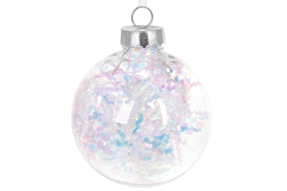 Ялинкова пластикова куля з мішурою 12см