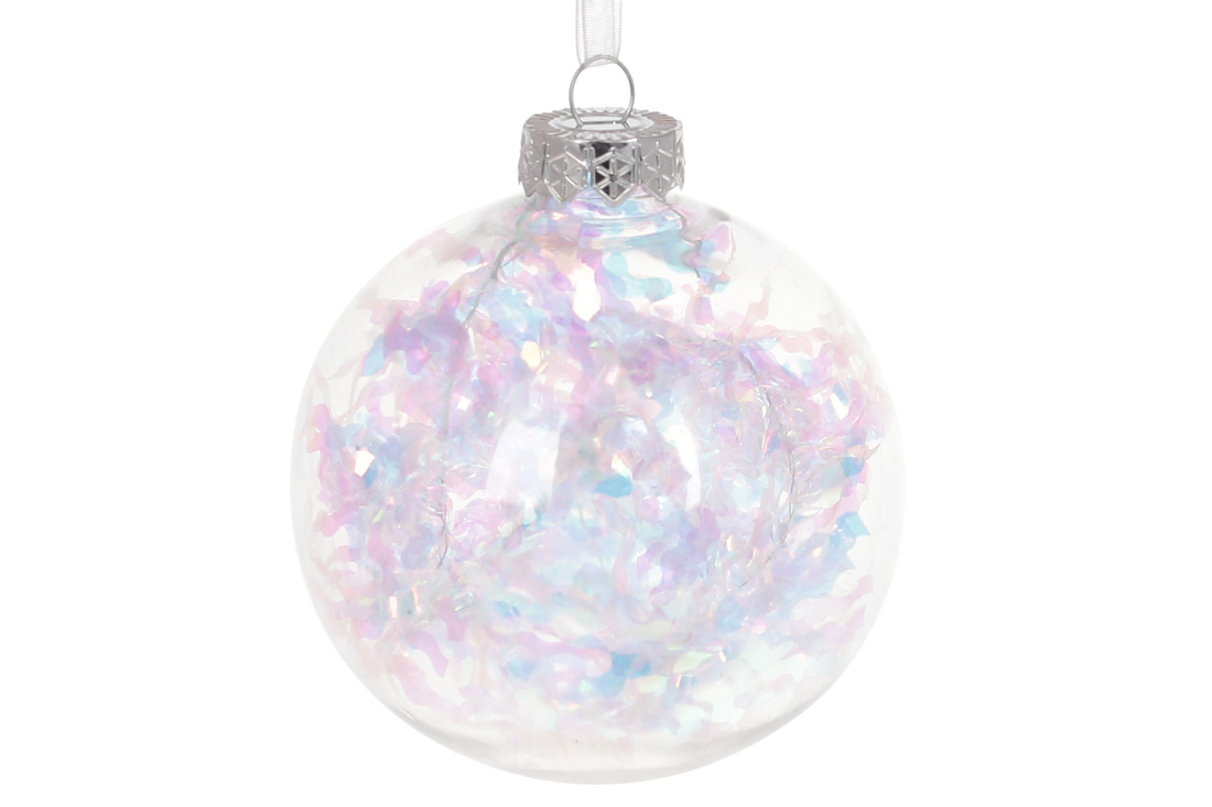 Ялинкова пластикова куля з мішурою 10см