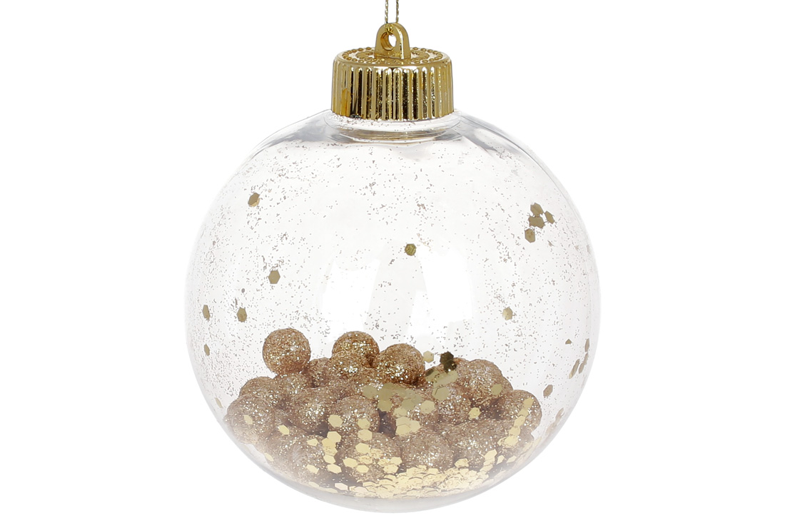 Ялинкова куля із золотим декором усередині 10 см, колір - золото