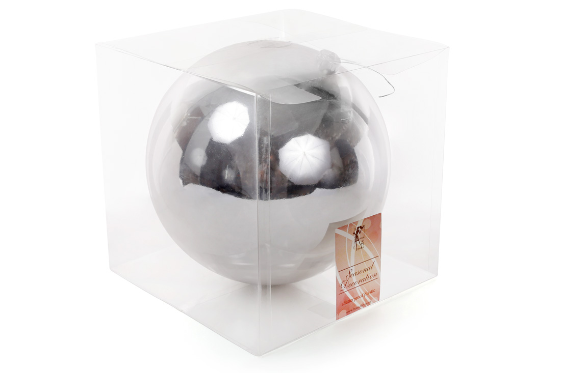 Куля декоративна, 25см, колір - срібло, глянець