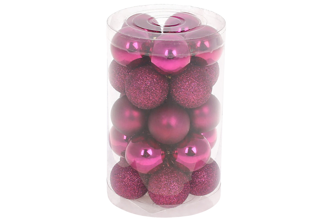Набір ялинкових куль 3см, 25шт; колір - магнолія, 10шт - глянець, 10шт - гліттер, 5шт - матовий
